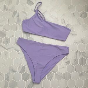 Lavender One-Shoulder Bikini Set
